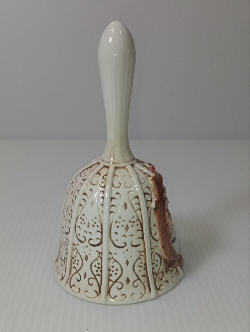 Vintage Porcelain Bell with Pioneer Woman w/ a Bell Ornate Pattern 4 5/8" Tall - Picture 7 of 10